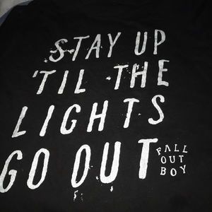 Fall out boy large black white tee white lights